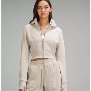 lululemon athletica Cropped Zip Hoodie in Light Beige/Cream